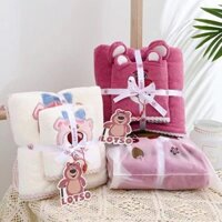 Set khăn tắm kèm khăn mặt hoạ tiết thỏ tím 9094/ cáo hồng PK181 - TOPZKIDS