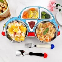 Set khay ăn dặm cho bé bằng Inox và Nhựa cao cấp Royalcare phù hợp ăn BLW, ăn dặm kiểu Nhật và ăn dặm truyền thống - Màu xanh