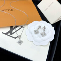 SET khuyên tai + vòng cổ LV cao cấp, bạc , sang trọng