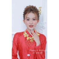 Set kiềng hoa vàng kèm trâm cài tóc