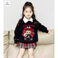 Set Labubu cổ giả sơ mi chân váy caro