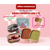 Set làm bánh Tiramisu Hằng Handmade mix 2 vị matcha, socola & dâu tây, chanh leo, chuẩn Ý, tặng kèm hộp giấy Kraft