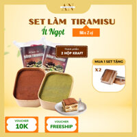 Set làm bánh Tiramisu mix vị cacao và matcha, xoài và dâu tây, thành phẩm 2 hộp - BẾP AN AN