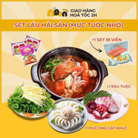 Set Lẩu Hải Sản (Mực Tuộc Nhỏ) Gồm Râu Tuộc, Mực Ống, Set 18 Viên Ngon Food - Ship Hỏa Tốc Hà Nội