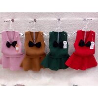 Set len nơ nhung, dày dặn, vừa điệu vừa cá tính..đủ sz cho bé 8-25kg, màu đỏ xinh yêu diẹn tết ah, giá rẻ...............