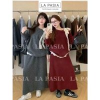 Set Len Nữ Thu Đông Dáng Dài LA PASIA LP179, Set Đồ Len Nữ Chân Váy Dài Quảng Châu Cao Cấp Sang Chảnh