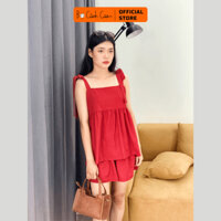 Set Linen 2 Dây Cột Nơ Xinh Xắn - BỌ CÁNH CAM