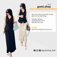 SET LINEN CHÂN VÁY DÀI MIX ÁO SÁT NÁCH CÓ TÚI 2 BÊN HÔNG CHÍT EO TÔN DÁNG PHONG CÁCH HÀN QUỐC SIÊU XINH( MIX MÀU)