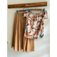 set linen, chân váy linen, phối áo linen, chân váy xoè dài, xuất chuẩn xịn, hàng sẵn shop