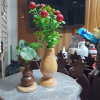 Set lọ hoa gỗ, hoa trang trí thủ công mỹ nghệ(2 cái)