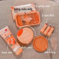 SET MAKE - UP KISS BEAUTY 7 món xịn xò ( phấn phủ + má hồng + màu mắt ...)