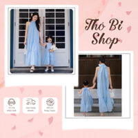 Set  Mẹ Và Bé Thiết Kế Cao Cấp Váy Suông Kẻ Ngang Cổ Bèo Thích Hợp Để Đi Chơi,Du Lịch Trẻ Trung