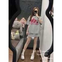 Set mì nỉ chân váy thể thao chữ