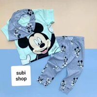 Set mickey quần dài kèm yếm màu xanh