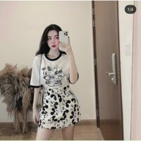 Set MICKY Cv JEANS  SO CUTE cập bến GỒM ; Phông hình  mixx cv denim ạ Siêu xuất sắc khi bạn chán mặc váy đầm muốn tìm 1