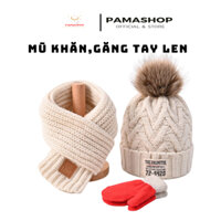 Set mũ, găng tay,khăn choàng cổ giữ ấm mùa đông, mùa noel dành cho các bé