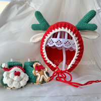 Sét mũ giày len tuần lộc đáng yêu đón giáng sinh cho bé