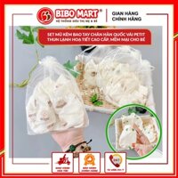 Set mũ kèm bao tay chân Hàn Quốc vải Petit thun lạnh hoạ tiết cao cấp, mềm mại cho bé