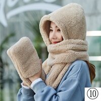 Set Mũ Len Kèm Khăn Choàng Cổ Và Găng Tay Dày Dặn Giữ Ấm Mùa Đông In Hình Gấu Trúc Hoạt Hình Dễ Thương