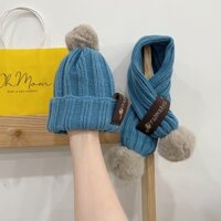 set mũ len kèm khăn quàng cổ cho bé