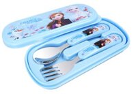 Set muỗng nĩa Cartoon Inox nhỏ kèm hộp in hình -Frozen 2 – xanh