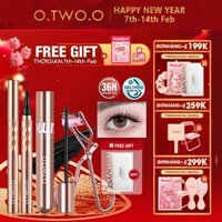 Set mỹ phẩm O.TWO.O mascara bút kẻ mắt dụng cụ kẹp bấm cong lông mi và bông tẩy trang 120g