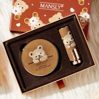 Set mỹ phẩm trang điểm Mansly phấn nước và son 3 màu