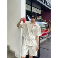 Set Nam Cộc Tay Vải Đũi LINEN CAO CẤP - Bộ Đồ Đi Biển Nam Thoáng Mát Cộc Tay Form Basic Phong cách Hàn Quốc  BD02