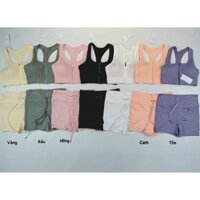 Set Ngắn Nữ Tập Gym Thun Gân Dây Kéo Cực Xinh
