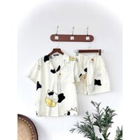 Set ngủ 4 hình sticker vải thô cao cấp, không pha nilong