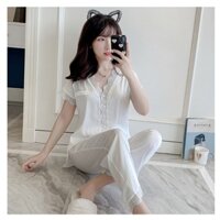 Set ngủ lụa trắng ( QCCC có sẵn) - MUỐI SLEEPWEAR M10 01