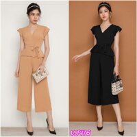 Set nguyên bộ áo cổ tim quần ống rộng VJ416 - V145