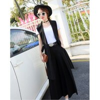 Set nguyên bộ áo sát nách form dài quần ống rộng kèm áo thun VJ359 - V225