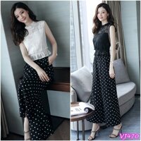 Set nguyên bộ áo sát nách quần chấm bi ống rộng  VJ470 - V180