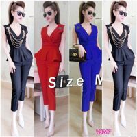 Set nguyên bộ peplum đính tag chanel VJ217 - V180