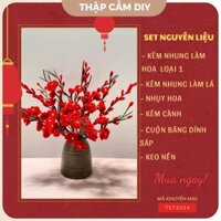Set Nguyên Liệu Làm Hoa Đào Kẽm Nhung Trang Trí Ngày Tết 2024