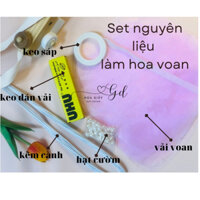 set nguyên liệu làm hoa vải voan khổng lồ, set hoa tự làm 1 bông size 50cm