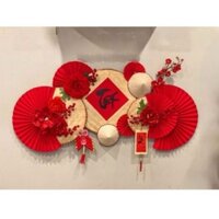 Sét nguyên liệu làm quạt tết treo tường trang trí decor tết