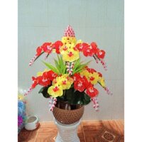 Set nguyên liệu tự làm chậu hoa lan pha lê 15cành, không gồm chậu