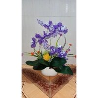 Set nguyên liệu tự làm mẫu hoa lan pha lê 3 cành+chậu cắm