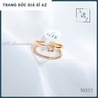 Set nhẫn hột nhỏ hột vuông