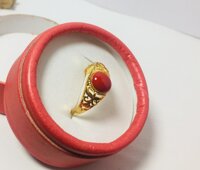 Set Nhẫn Nam Phong Thủy, Đính đá Cẩm Thạch, Điêu khắc tinh xảo, Mang Lại May Mắn, Tài Lộc, Thiết kế Free size, Phù Hợp Nam từ 55 - 80kg - Tròn Mảnh Đỏ