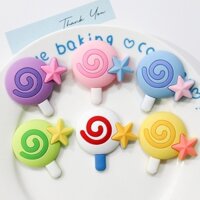 Set nhựa dẻo - 10 cây cắm hình kẹo mút gắn ngôi sao mix màu (kt 4x4cm).