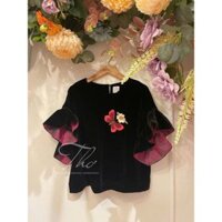 Set Nhung The Áo Sát Nách Thêu Bươm Bướm Hoa Quần Ống Suông Thuỳ Ngô Thanh Store