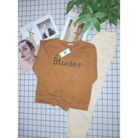 Set Nỉ BTUDES Unisex, Bộ đồ quần ống boom áo dài tay  form rộng nam nữ Ulzzang