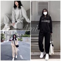 Set Nỉ Cosmos Unisex [FREESHIP]  Bộ đồ quần ống boom áo dài tay hoodie form rộng nam nữ Ulzzang