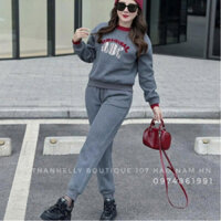 set nỉ nữ mùa đông,set đồ nữ sang chảnh, sét bộ nỉ lót lông nhung thêu chữ ABC cao cấp RR142