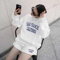 Set nỉ nữ quần ngắn, Bộ nỉ thu đông cao cấp, Form đẹp chất nỉ chân cua cao cấp mềm mịn - 617