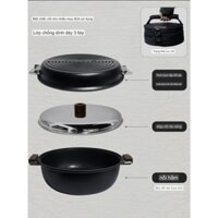 Set nồi - chảo nhôm đúc size 26cm hãng Fire Maple , kèm tay cầm bằng gỗ tháo rời được, cất gọn trong túi lưới đi kèm