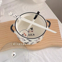 Set Nồi Sứ Kèm Thìa Bò Sữa Siêu Xinh Cute